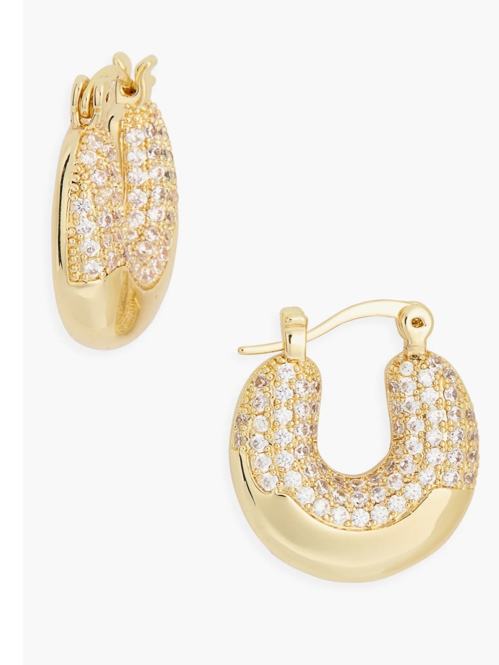 Nordstroms Gold Pavé Huggie Hoop Earrings - Women Jewelry